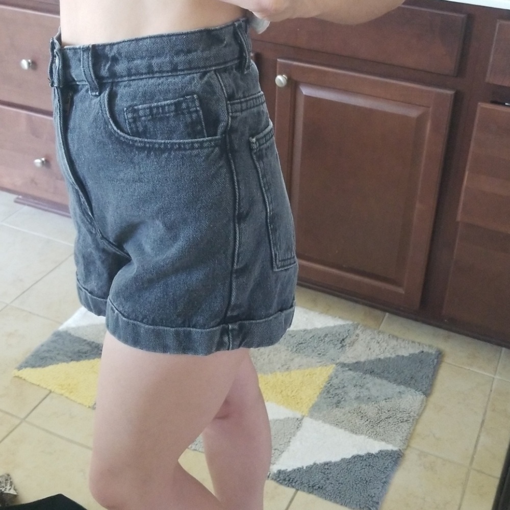 American apparel denim high-waist cuff short
